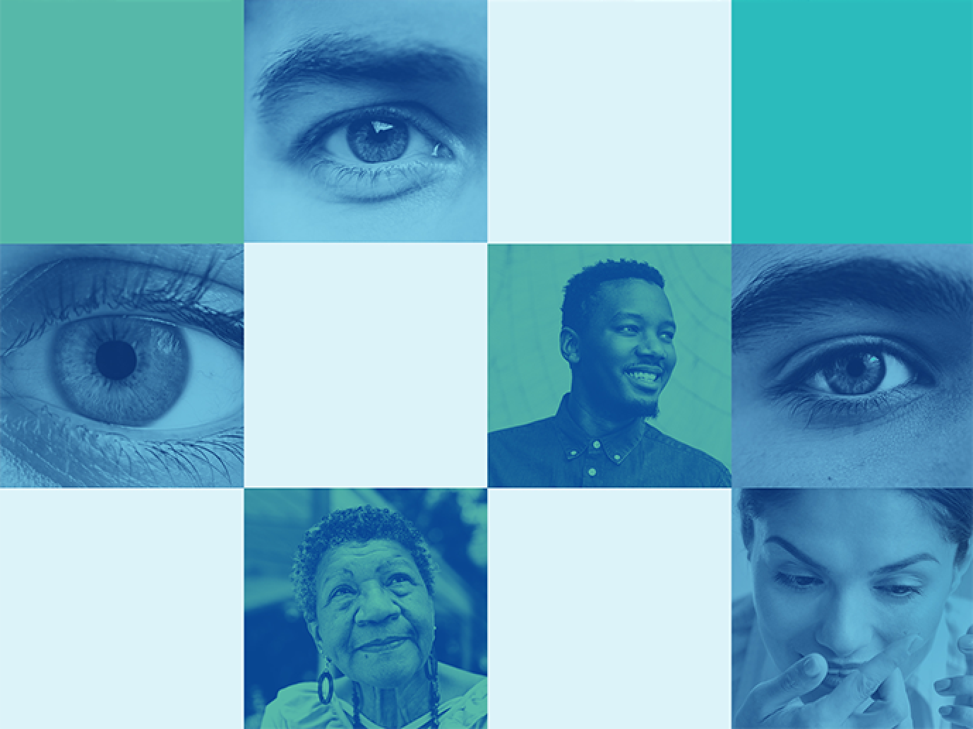 Collage of people, eyes, and contact lenses